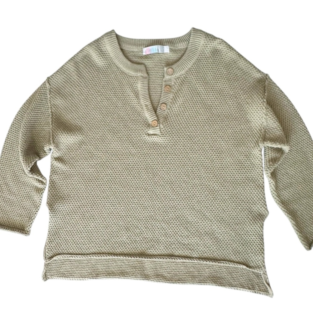 Free People Beach Hailee Sweater Set (Henley top and Pants) in Palm | XS - Picture 7 of 16